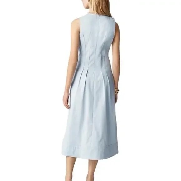 NWT J. Crew Pintuck Midi Dress In Stretch Twill Light Blue, Size 12 - Picture 2 of 5